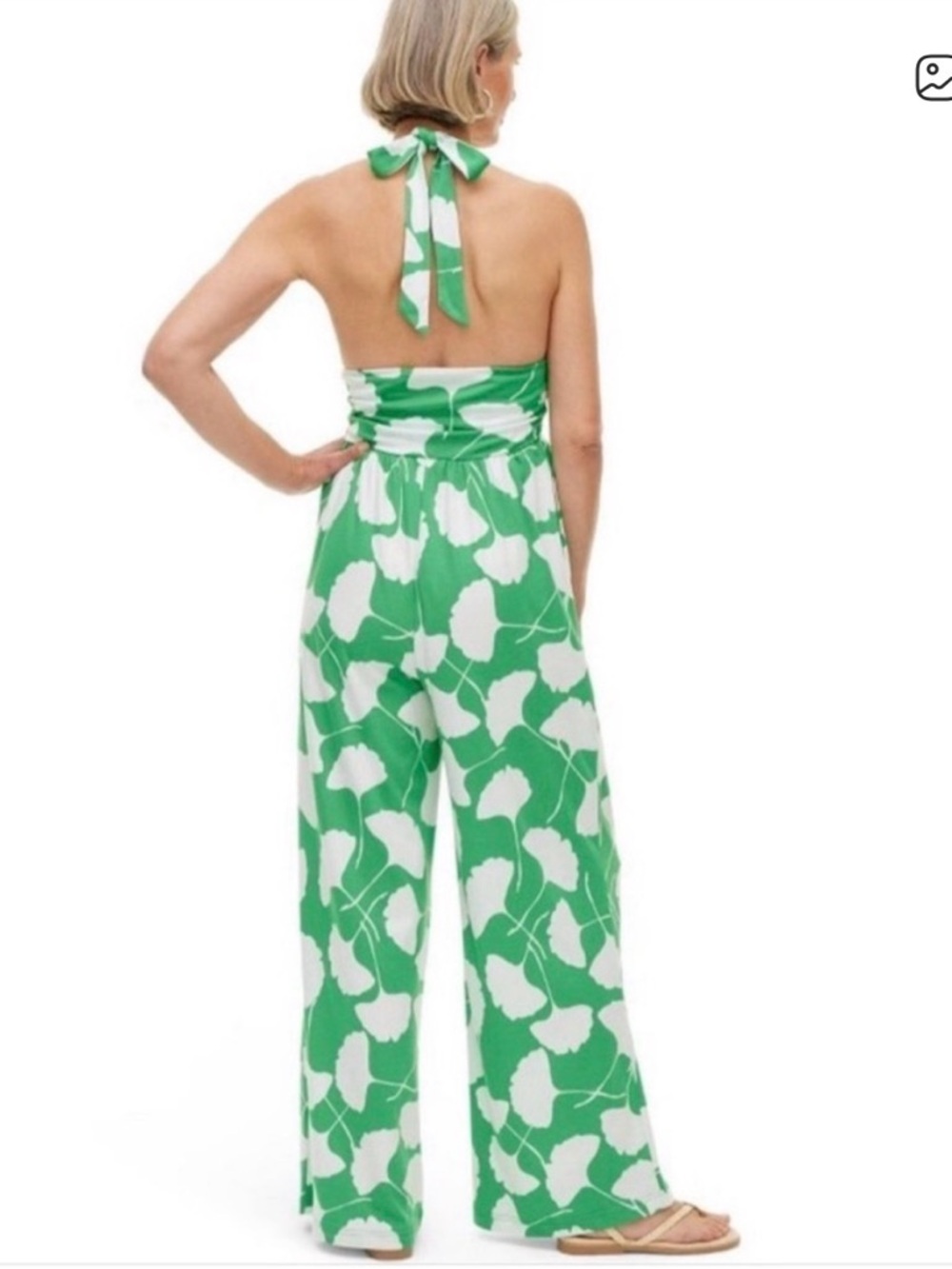 Diane Von Furstenberg for Target Green and White Halter Jumpsuit NWT - Picture 6 of 10